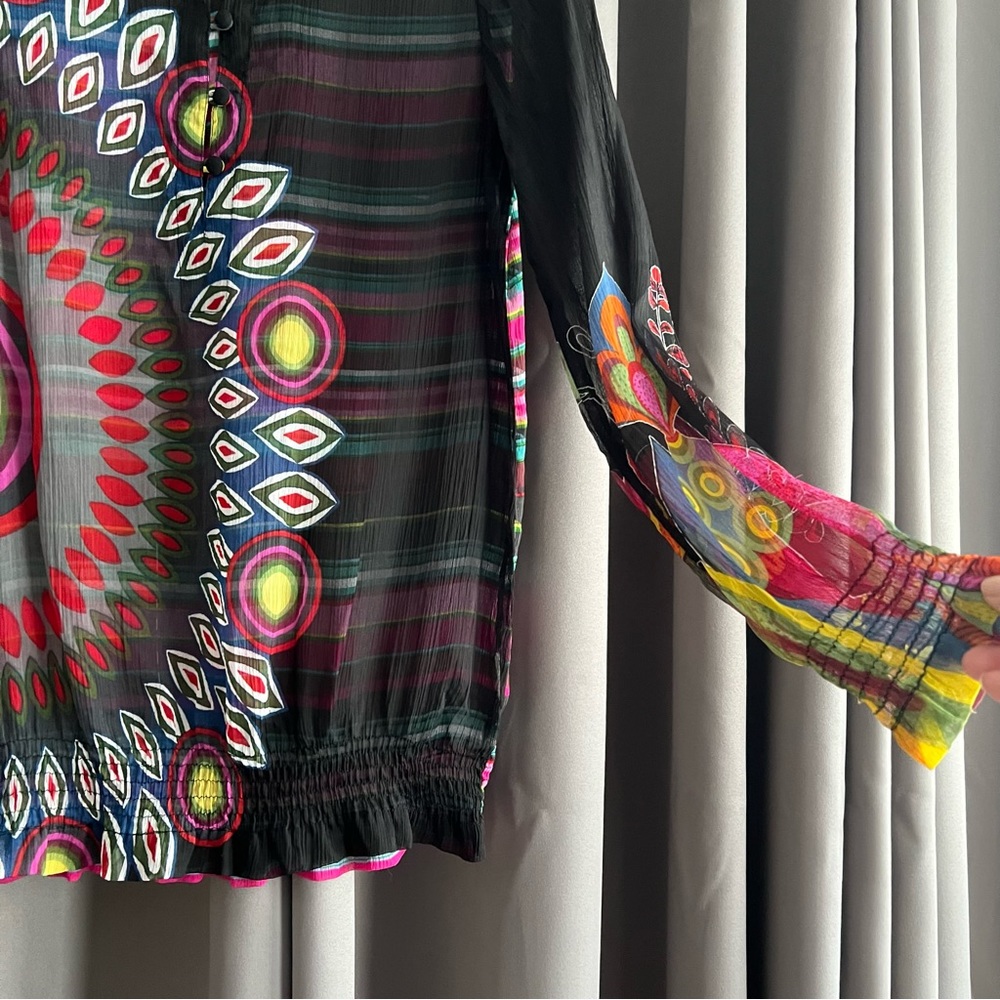 Desigual Sheer Black With Multi Pattern, Multi Co… - image 4